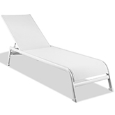 Sunset Indoor Outdoor Chaise Lounge in White Texteline & Aluminum (Set of 2)