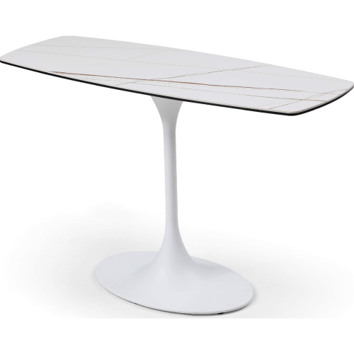 Amarosa Console Table in Clear Glass, White Ceramic & White Metal