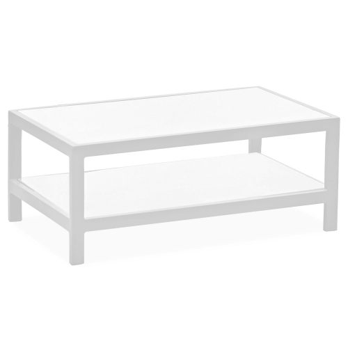 Angelina Indoor Outdoor Coffee Table in White Aluminum & Tempered White Glass