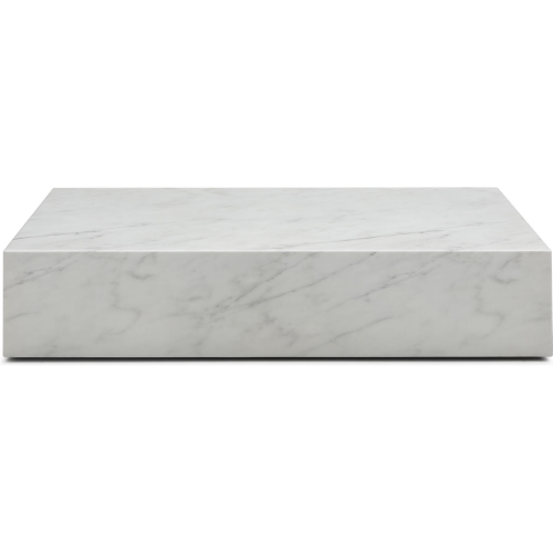 Cube Rectangular Coffee Table w/ Castors in High Gloss White Marble