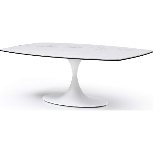 Amarosa Coffee Table in Clear Glass, White Ceramic & White Metal