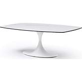 Amarosa Coffee Table in Clear Glass, White Ceramic & White Metal