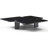 Amora Coffee Table in Black Marble, Brushed Stainless & Smoked Oak