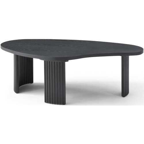 Pam 49" Coffee Table in Black Oak & Matte Black Ribbed Wood