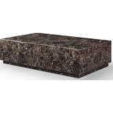 Iris Coffee Table w/ Casters High Gloss Dark Emperador Marble