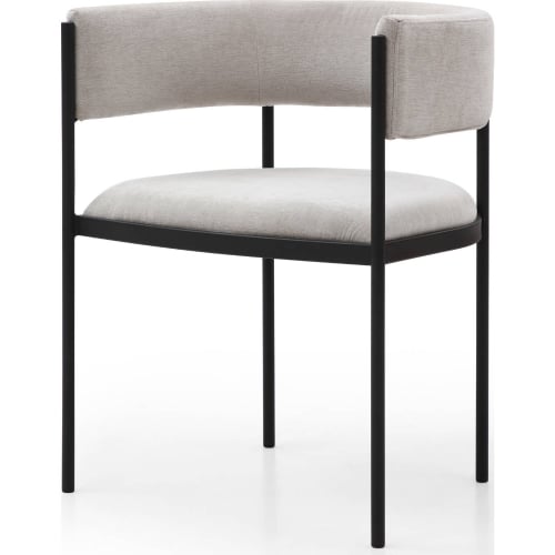 Envie Dining Arm Chair in Light Grey Fabric & Black Powder Coated Steel (Set of 2)