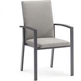 Doris Outdoor Dining Arm Chair in Grey Fabric & Aluminum Frame (Set of 4)