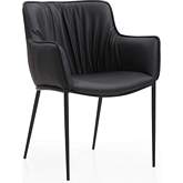 Tiffany Dining Arm Chair in Black Eco Leather & Black Metal