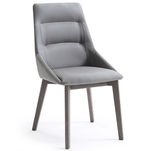 Siena Dining Chair in Grey Leatherette on Grey Wood Legs (Set of 2)