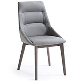 Siena Dining Chair in Grey Leatherette on Grey Wood Legs (Set of 2)