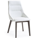 Siena Dining Chair in White Leatherette on Grey Wood Legs (Set of 2)