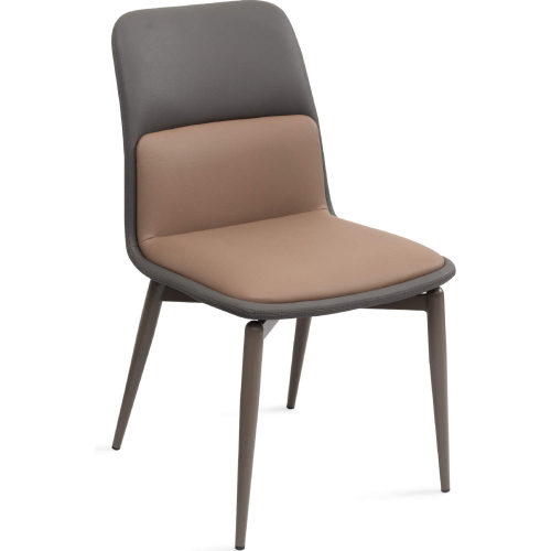 Bruno Dining Chair in Dark Grey & Brown Eco Leather & Brown Steel (Set of 2)