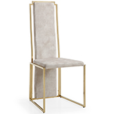 Sumo Dining Chair in Beige Fabric & Polished Gold Stainless (Set of 2)