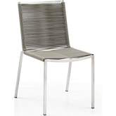 Rhea Outdoor Dining Chair in Stainless Steel & Light Brown Rope (Set of 4)