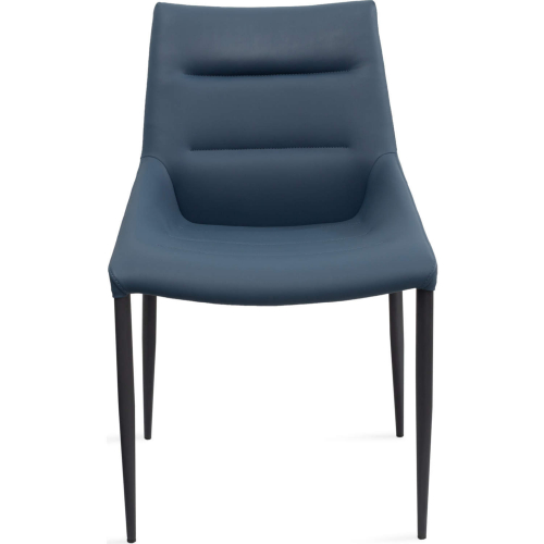 Kaya Dining Chair in Navy Blue Eco Leather & Black Sanded Steel (Set of 2)