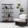 Elena Armless Accent Chair in White Faux Fur & Light Grey Ash Veneer