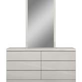 Anna Double Dresser & Mirror Set in High Gloss Light Grey Finish