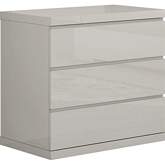 Anna 3 Drawer Single Dresser in High Gloss Light Grey Finish