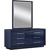 Alexander Dresser & Mirror Set in High Gloss Saphire Blue & Stainless Steel