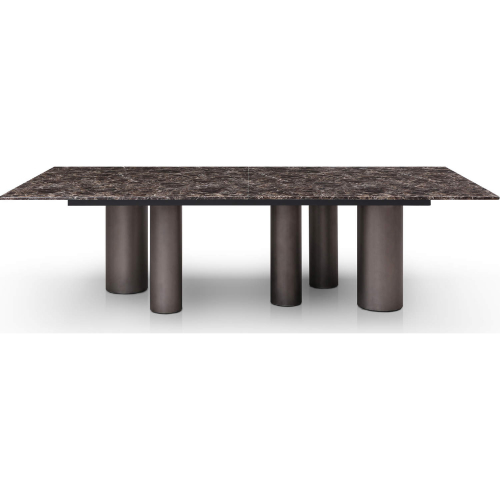 Envie 108" Dining Table in Gloss Dark Emperador Marble & Polished Black Bronze