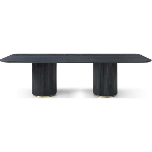 Heidi 110" Dining Table Black Oak Timber Veneer, Black, Brass & Champagne Gold