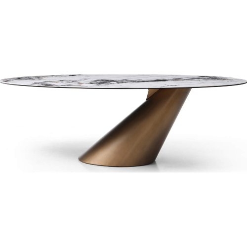 Alondra 94" Dining Table in Ceramic & Brushed Bronze Metal