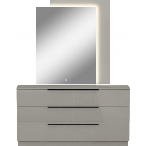 Damien Dresser & Mirror Set in High Gloss Light Grey