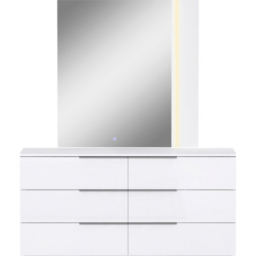 Damien Dresser & Mirror Set in High Gloss White