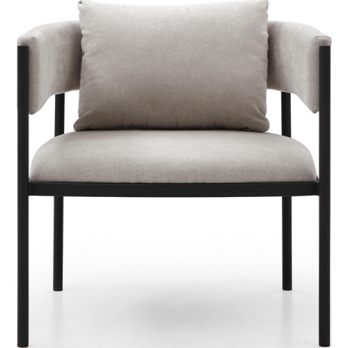 Envie Accent Chair in Light Grey Fabric & Sanded Black Steel (Set of 2)