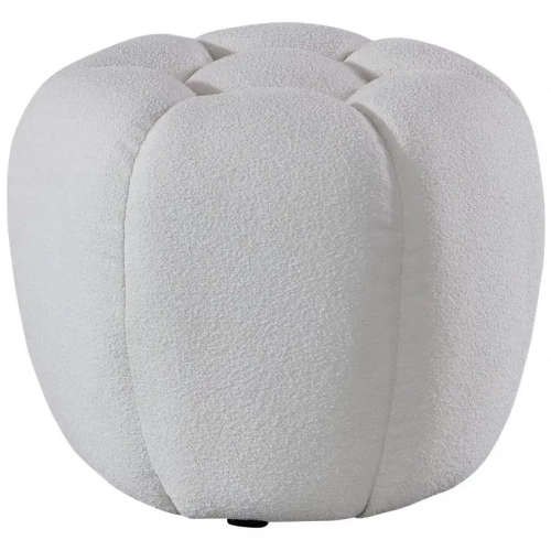 Nest Ottoman in Tufted White Boucle Fabric