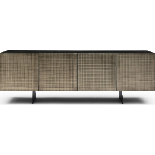 Raul Buffet in Ceramic Top, Brushed Bronze Wood & Black Metal