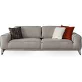 Bursa Sofa Bed in Light Grey Linen Fabric & Polished Chrome Legs