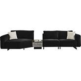 Vision Modular Sofa w/ Table in Black Fabric, Mirror & Nickel