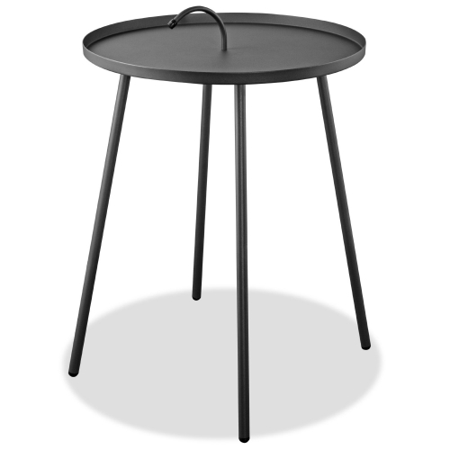 Jett Indoor Outdoor Side Table w/ Handle in Grey Steel