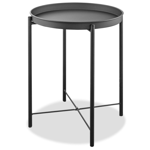 Drake Indoor Outdoor Round Side Table in Grey Steel