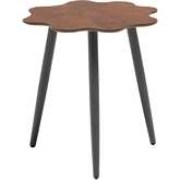 Flora 18" Outdoor Flower Shape Side Table Walnut Finish Laminate & Black