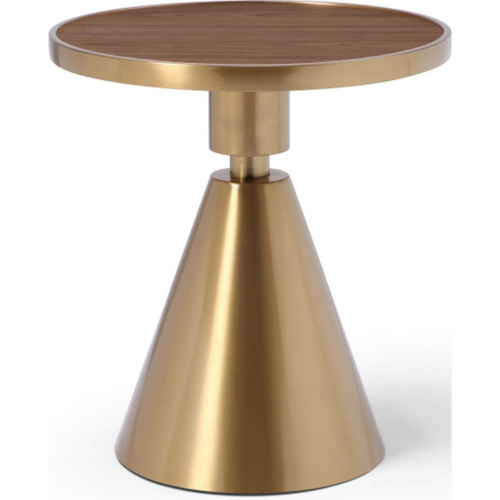 Pia Side Table in Walnut Veneer & Gold on Gold Stainless Steel