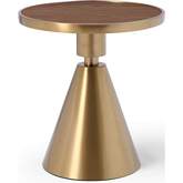 Pia Side Table in Walnut Veneer & Gold on Gold Stainless Steel