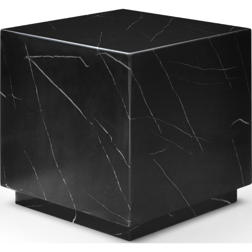 Iris Square Side Table in High Gloss Black Marble