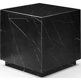 Iris Square Side Table in High Gloss Black Marble