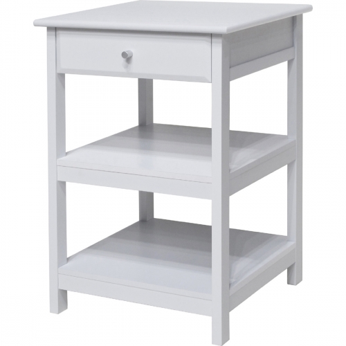 Delta Printer Stand Accent Table in White Wood