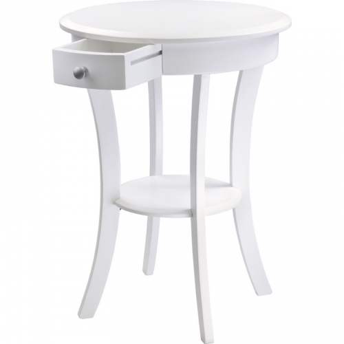 Sasha Round Accent Table in White