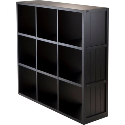 Timothy Shelf 3 x 3 Cube w/ Wainscoting Panel in Black