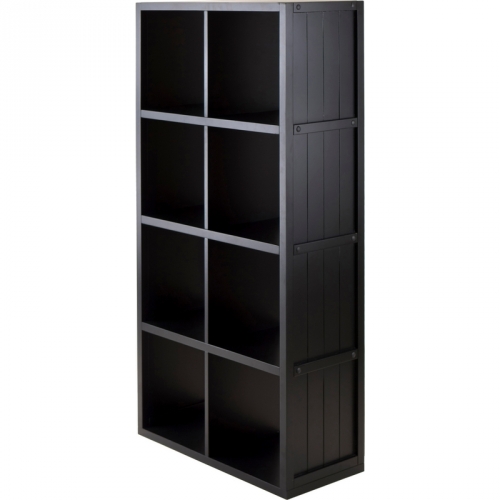 Timothy Shelf 4 x 2 Slots w/ Wainscoting Panel in Black