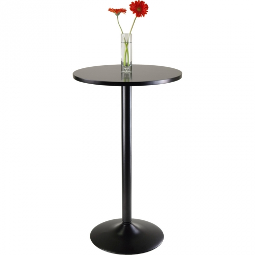 Round Pub Table in Black w/ Black Leg & Base