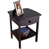 Curved End or Night Table w/ Drawers in Black