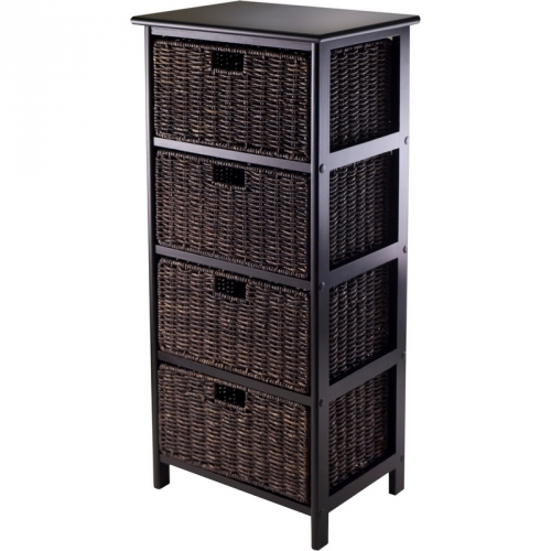 Omaha Storage Rack w/ 4 Foldable Baskets in Black