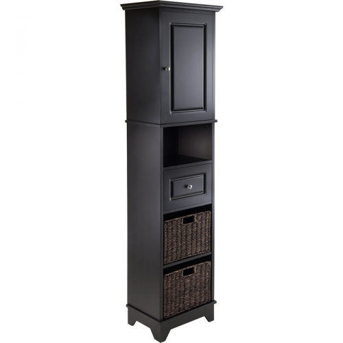 Wyatt Tall Curio Cabinet w/ Baskets in Black