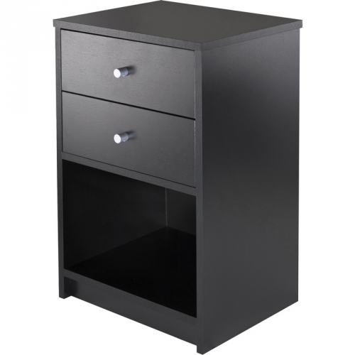 Ava Accent Table w/ 2 Drawers in Black Finish