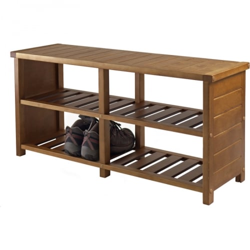 Keystone Shoe Bench in Teak Finish